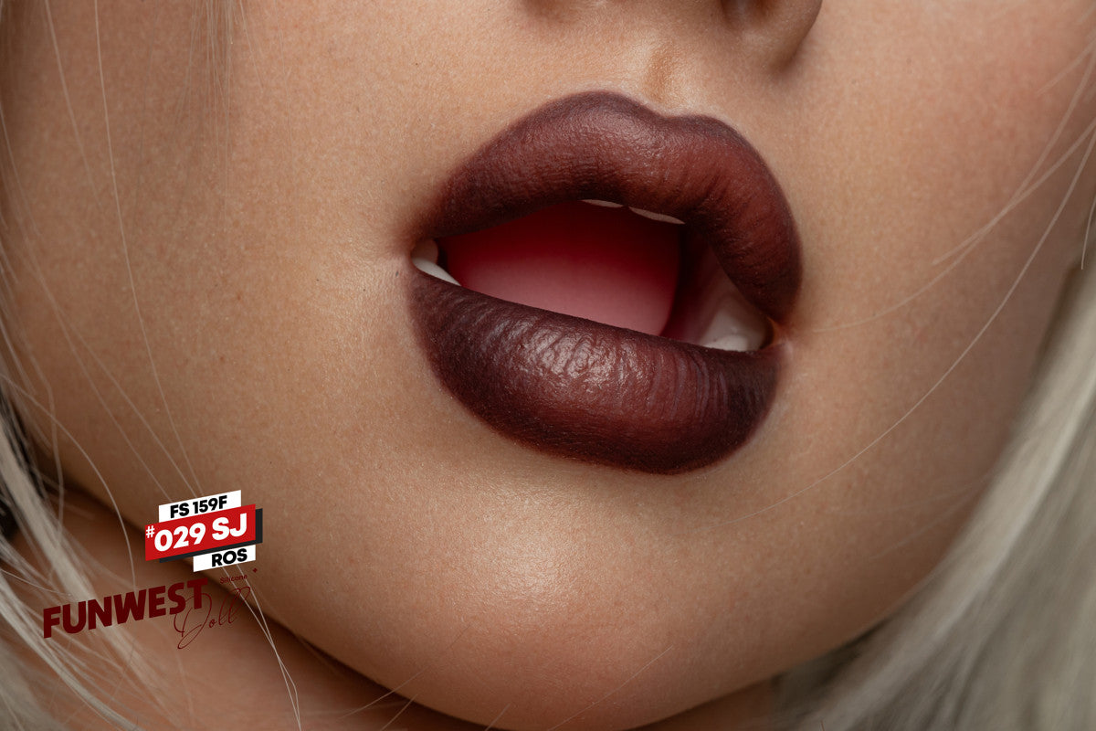 FunWestdoll Soraya lip and mouth close up dark red lipstick