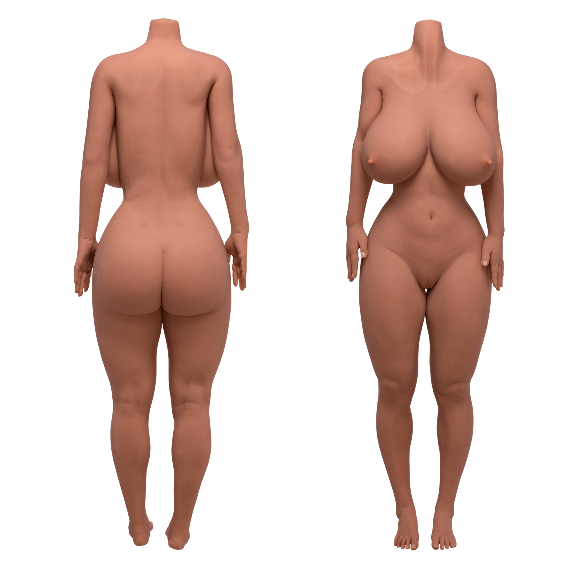 Milf sex doll with big breast and ass on white background