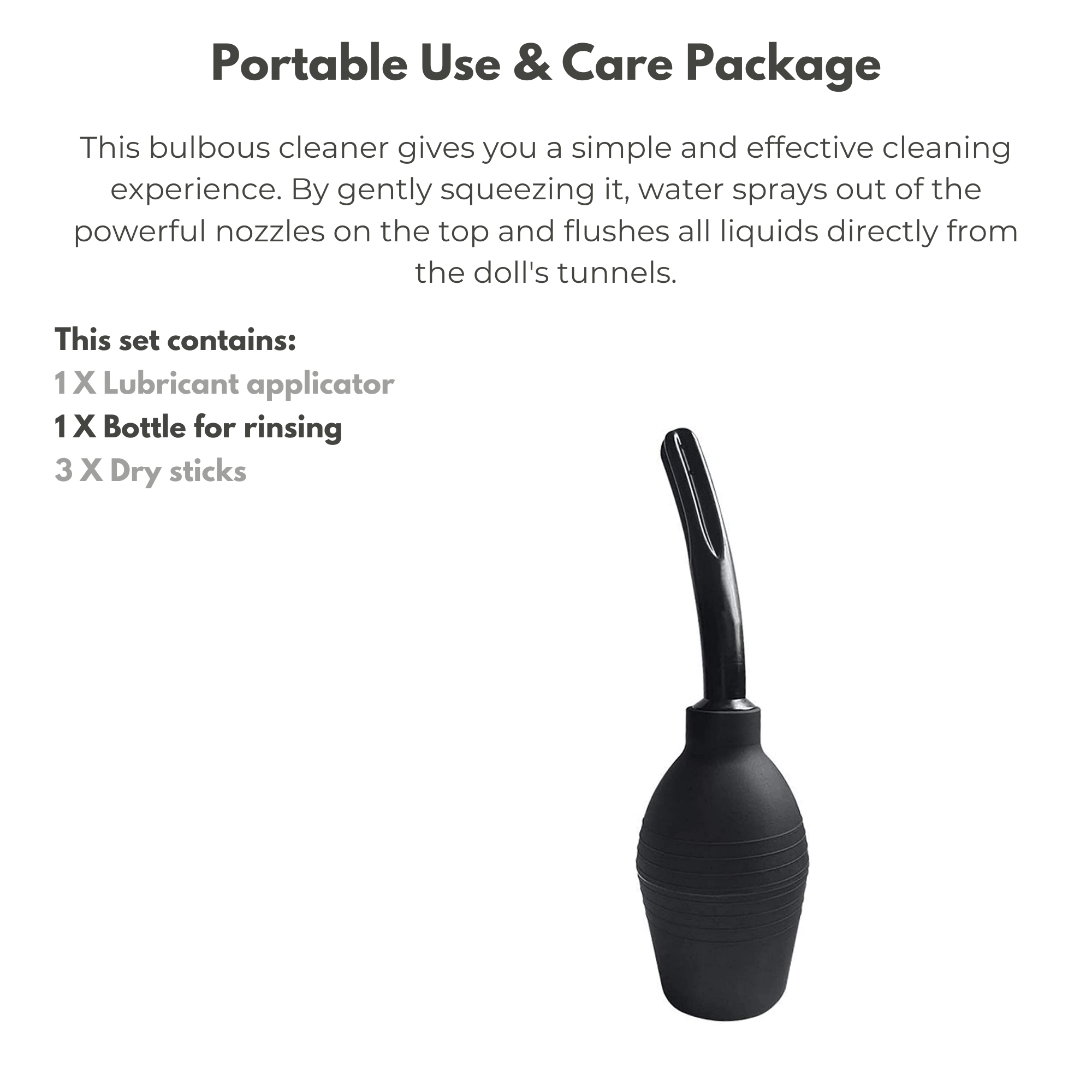 enema bottle for sex dolls on white background