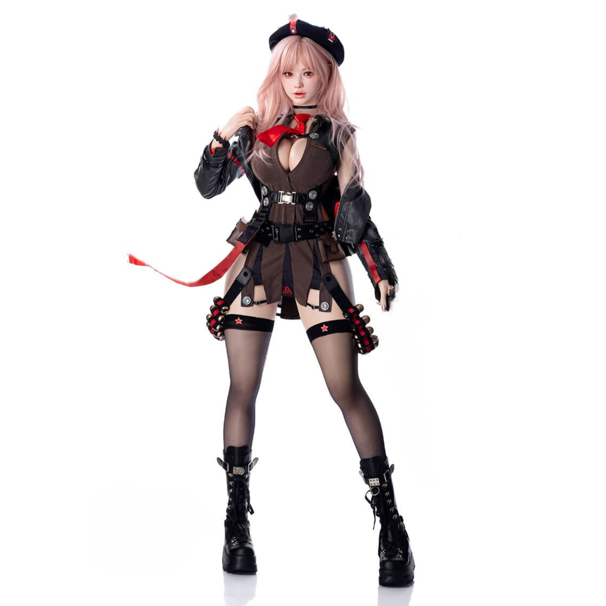 Funwestdoll Lucy Silicone Sexdoll in gaming shooter outfit on white background