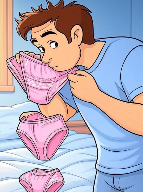 a male gooning and sniffing underwear