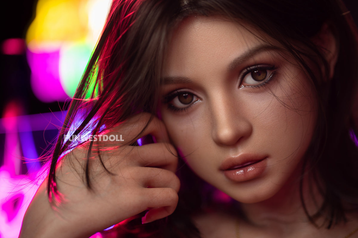 FunWestDoll Lyra face closeup with real skin texture silicone