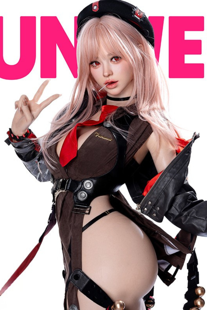 anime sexdoll gamer girl with light pink hair