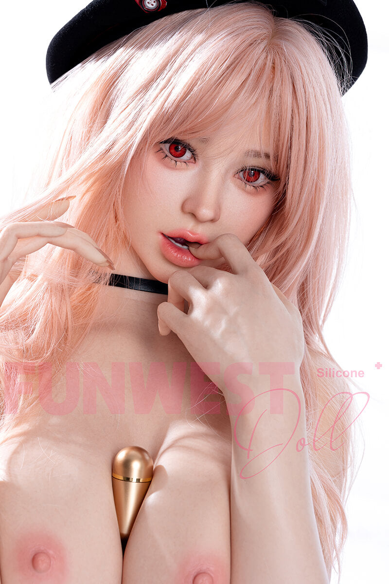 Funwestdoll Lucy Silicone Sexdoll close up of biting lip
